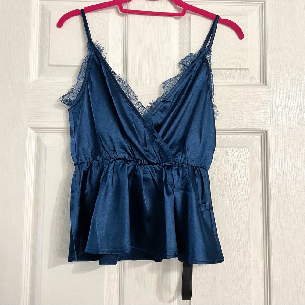 Blue Lace Cami Tank Top